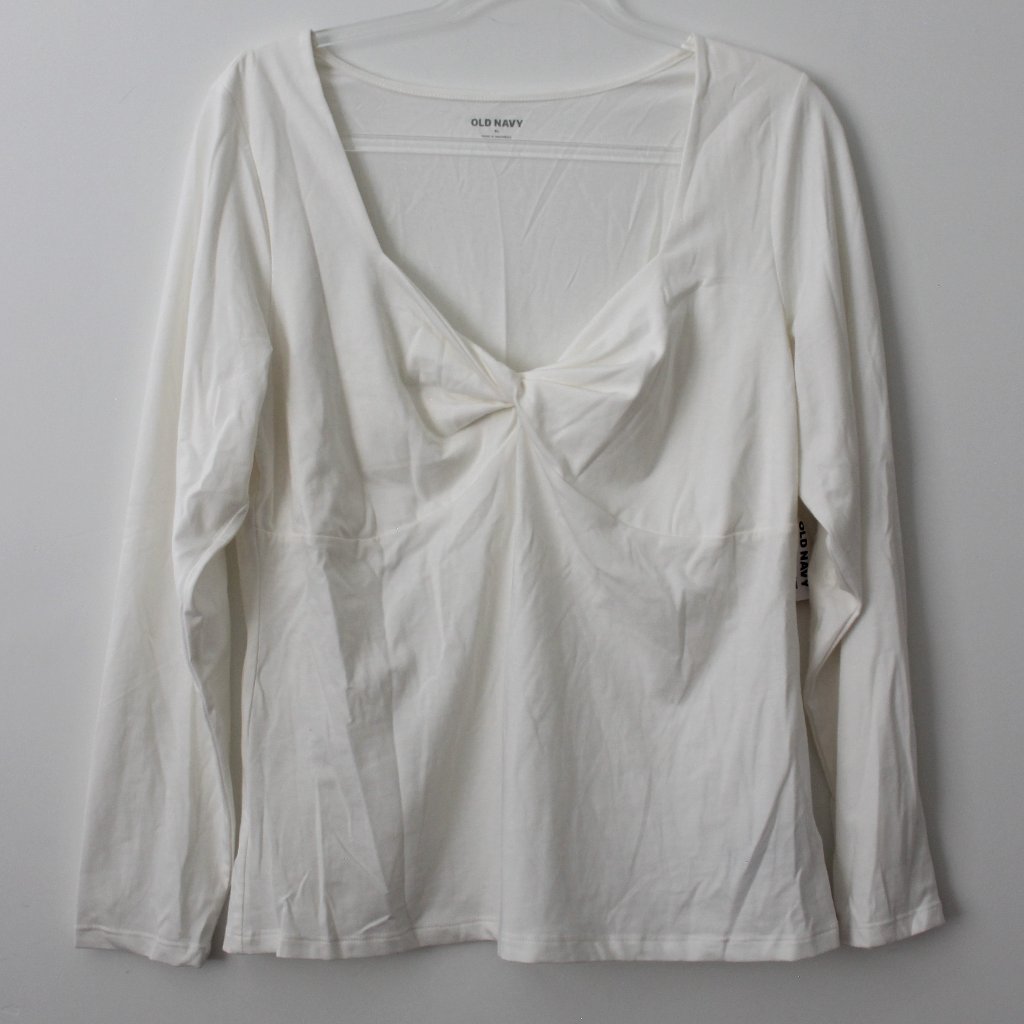 Old Navy Womens Fitted Twist Front Top Cream Size Xl Nwt